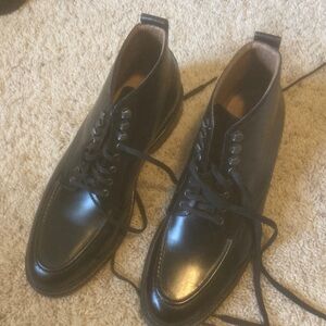 Bostonian Black Leather Berkshire Moc Men's Lace Boots Size 10.5 M l Nearly New